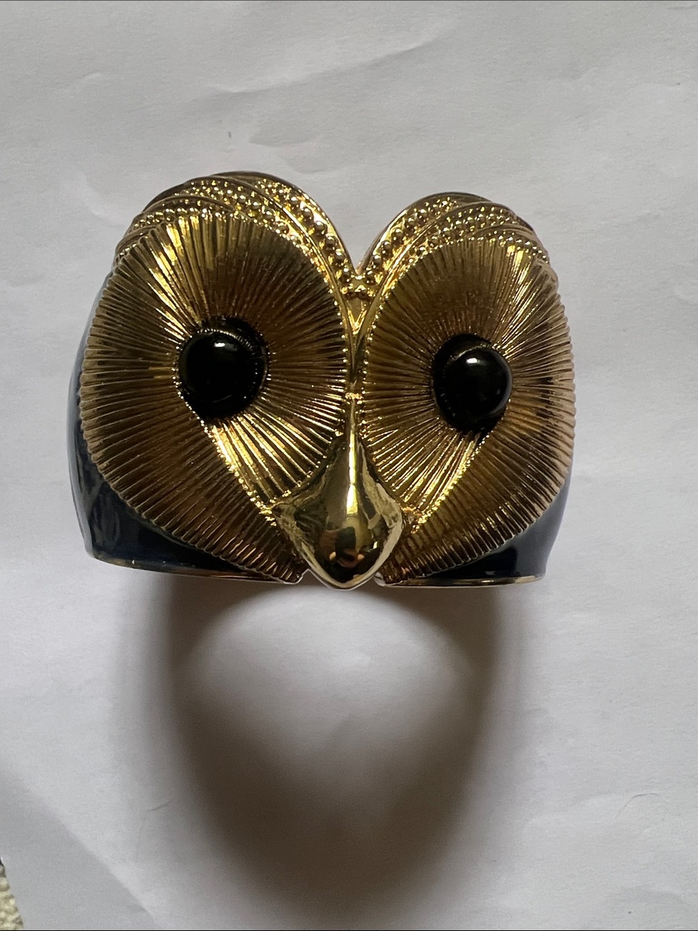Gold and Blue Owl Statement Cuff Bracelet